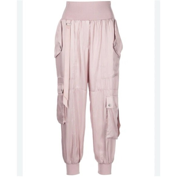 Cinq A Sept Harmony Cargo Jogger Pants L Pink Baggy Dicso 80s Boho Punk Cupro - Picture 1 of 16